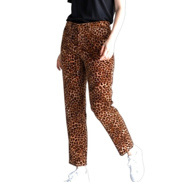 CHARTER CLUB Lexington Straight Leg Leopard Print Corduroy Pants Size 6 - Picture 7 of 15
